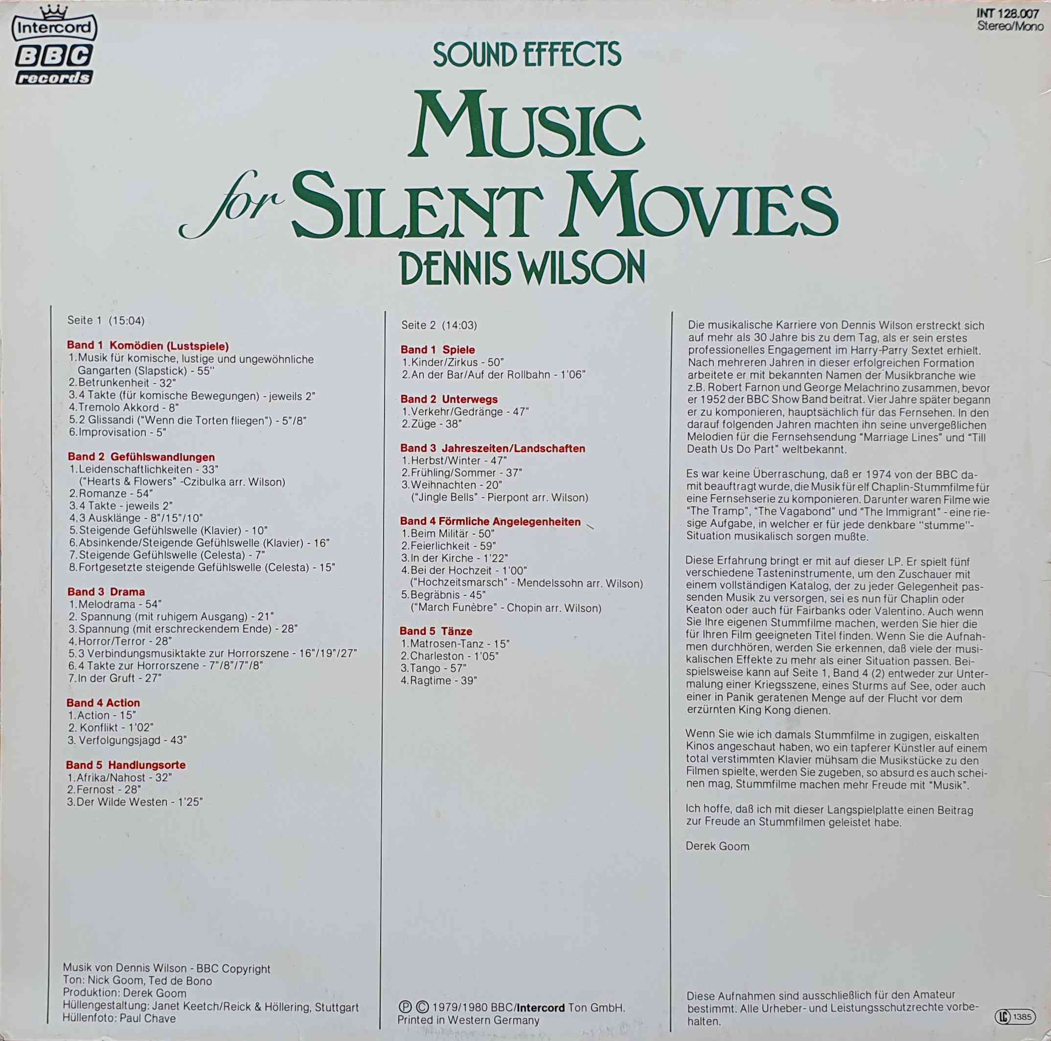 Picture of INT 128.007 Music for silent movies by artist Various from the BBC records and Tapes library